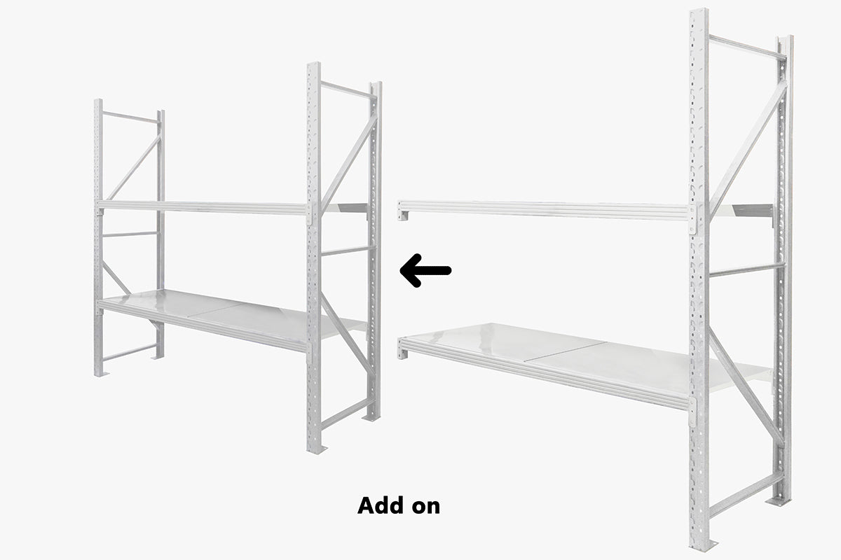 2-Layer Longspan Shelving Add-On Grey White – 1.5 M