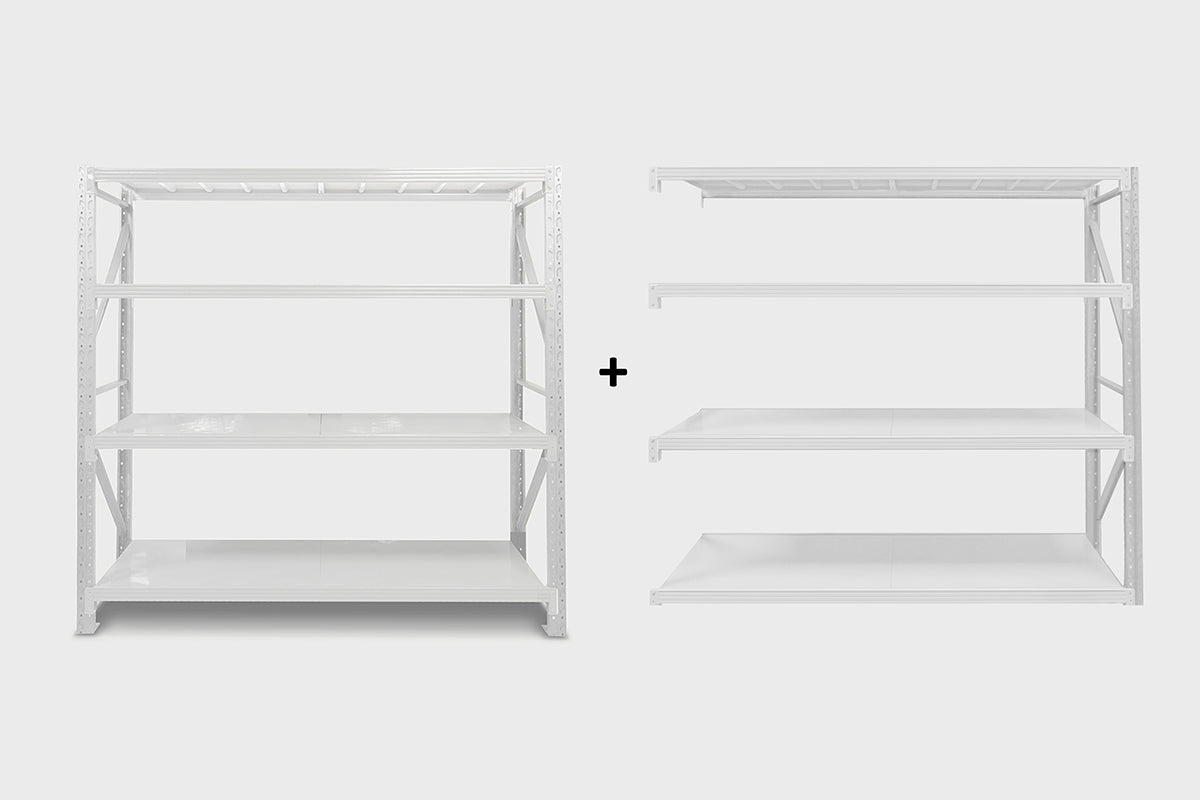 4-Layer Longspan Shelving Grey White - 1.5 M