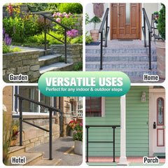 DS BD Stair Handrail Railings 4 to 5 Steps Safety Metal Guard Hand Rails Kit