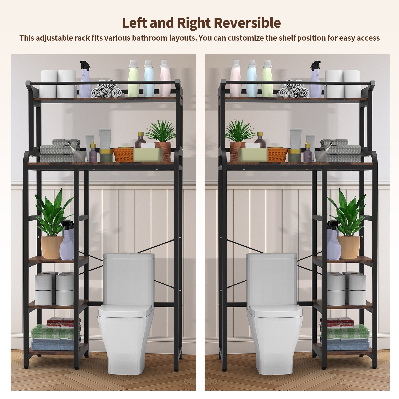 DS BD 5 Tier Shelf Laundry Storage Rack Over Above Toilet Washing Machine