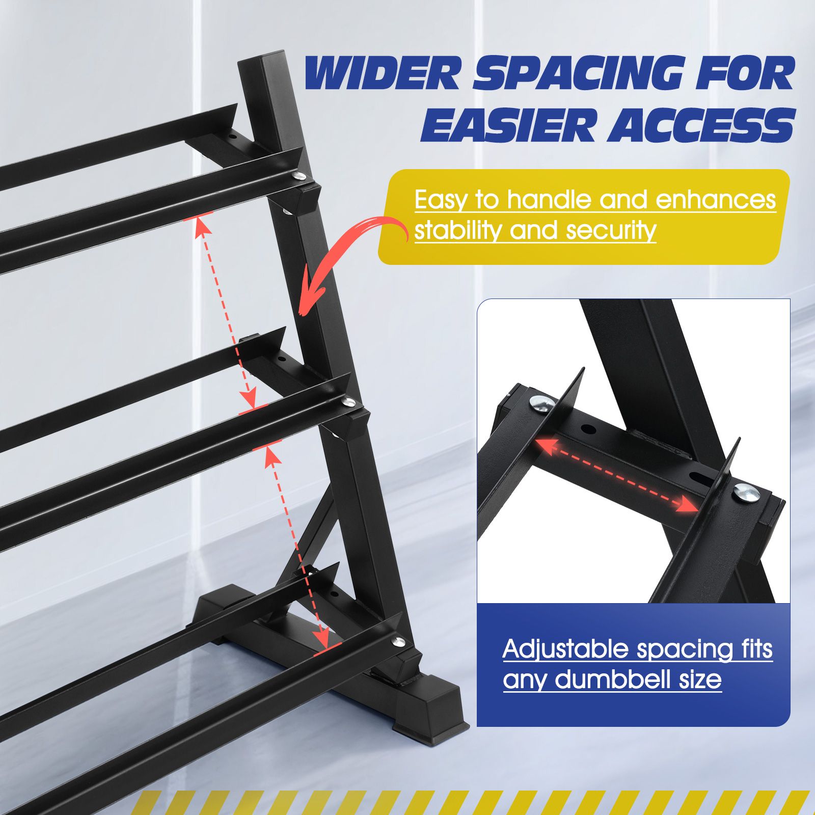 DS BD 3 Tier Dumbbell Rack Weight Set Stand Home Gym Storage Racking Kettlebell