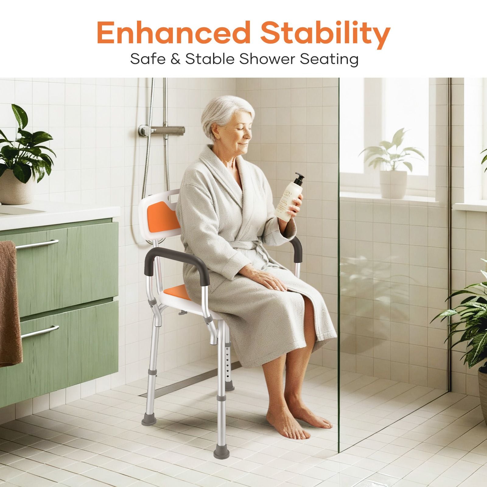 DS BD Shower Chair Bath Tub Seat Stool Toilet Bathroom Bedside Mobility Raised