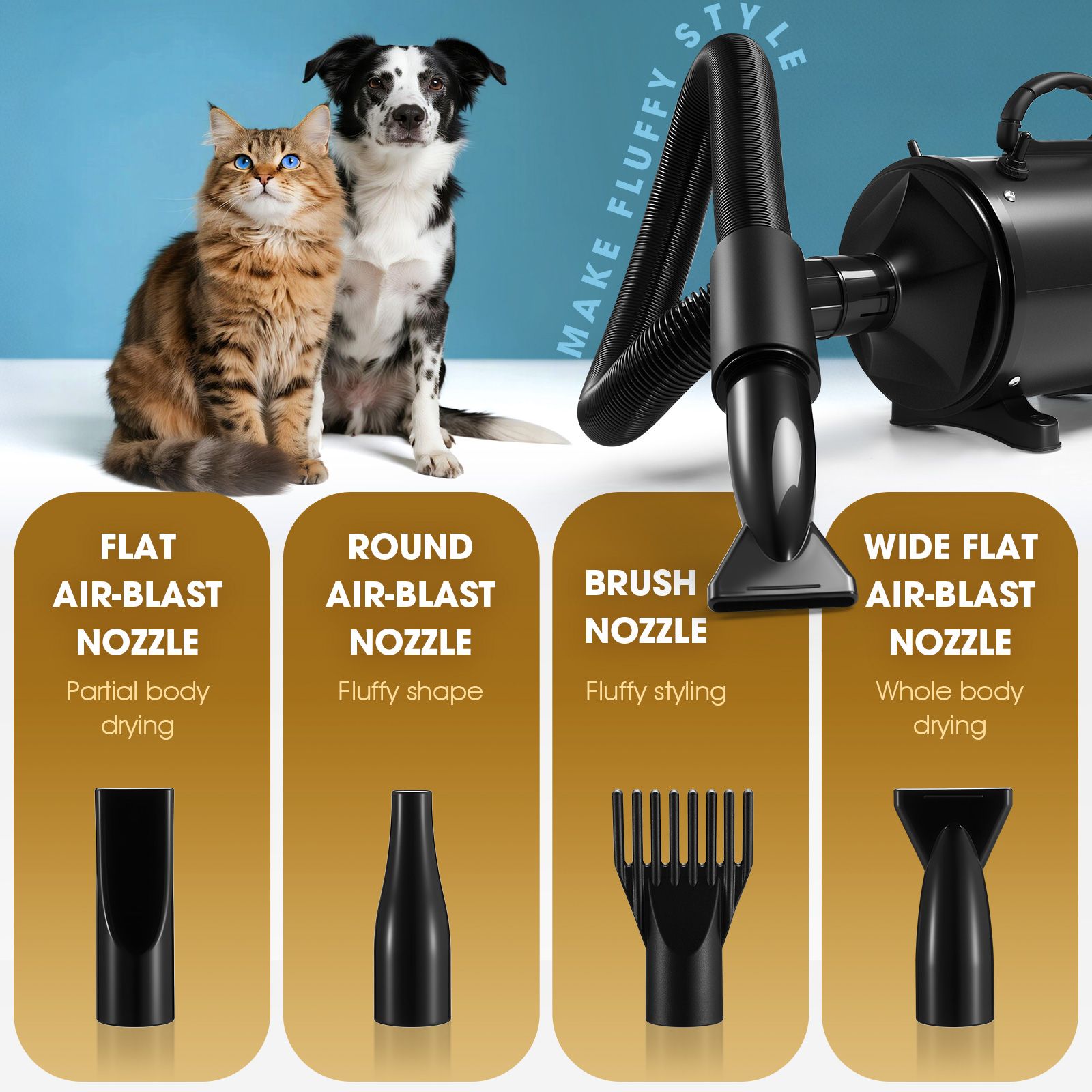 DS BD Dog Cat Hair Dryer Pet Grooming Kit Blow Hairdryer BlowerHeater Air Blaste