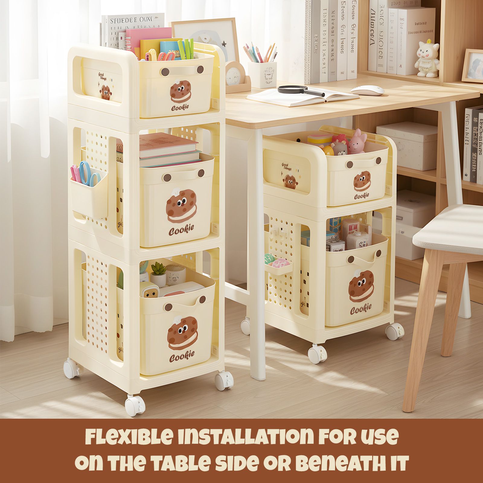 DS BD Kids Bookshelf Toy Storage Box Bin Drawers Bookcase Montessori Shelf Rack