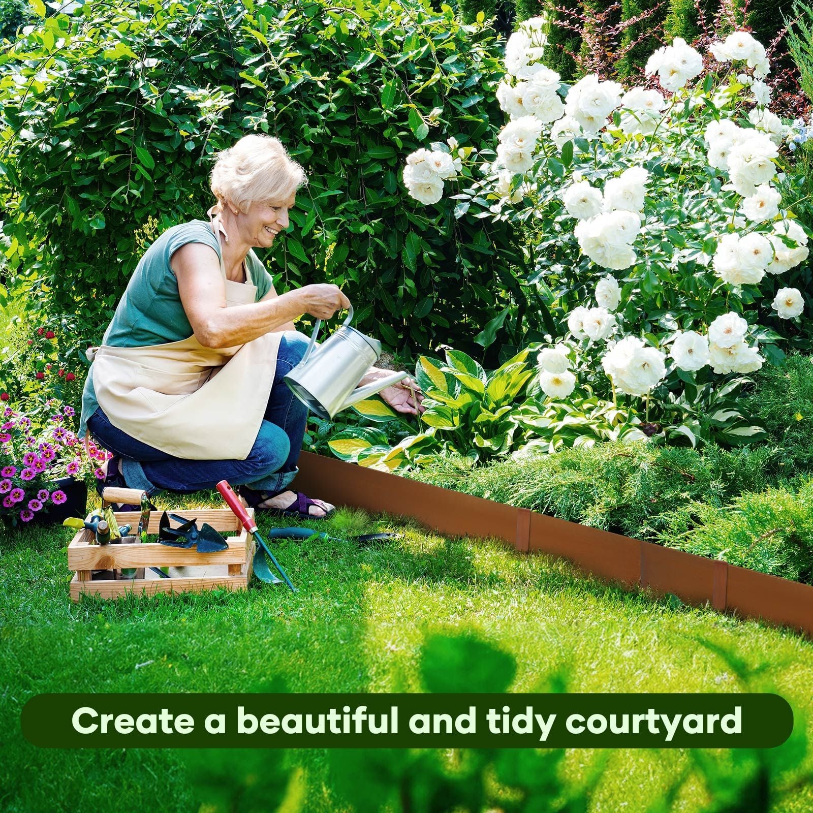 DS BD 6pcs Garden Edging Set Lawn Landscape Border Plant Grass Flower Bed Raised
