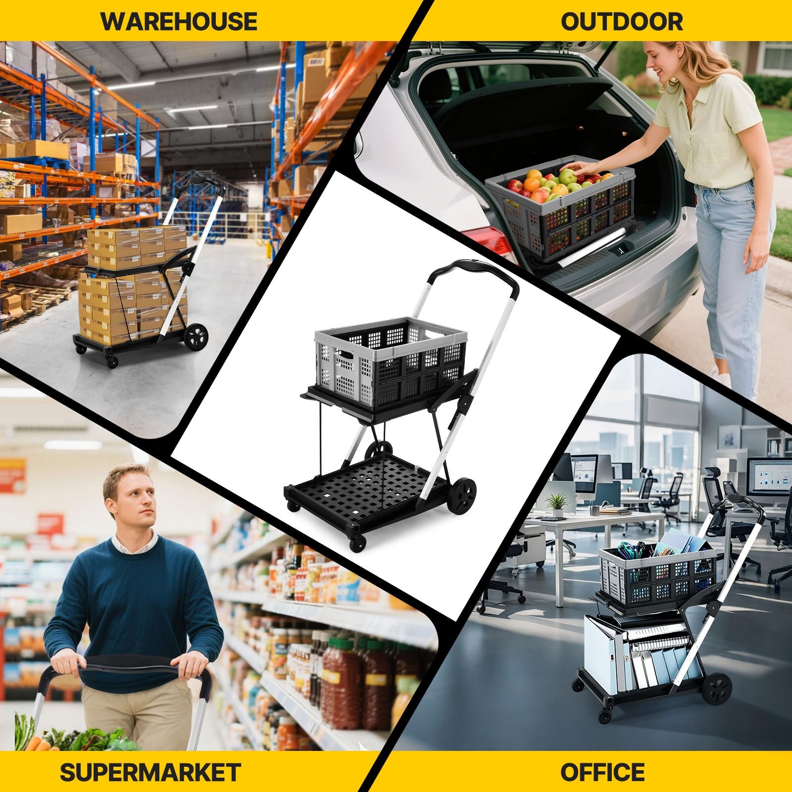 DS BD Folding Trolley Cart Push Dolly Collapsible Hand Truck Utility Shopping