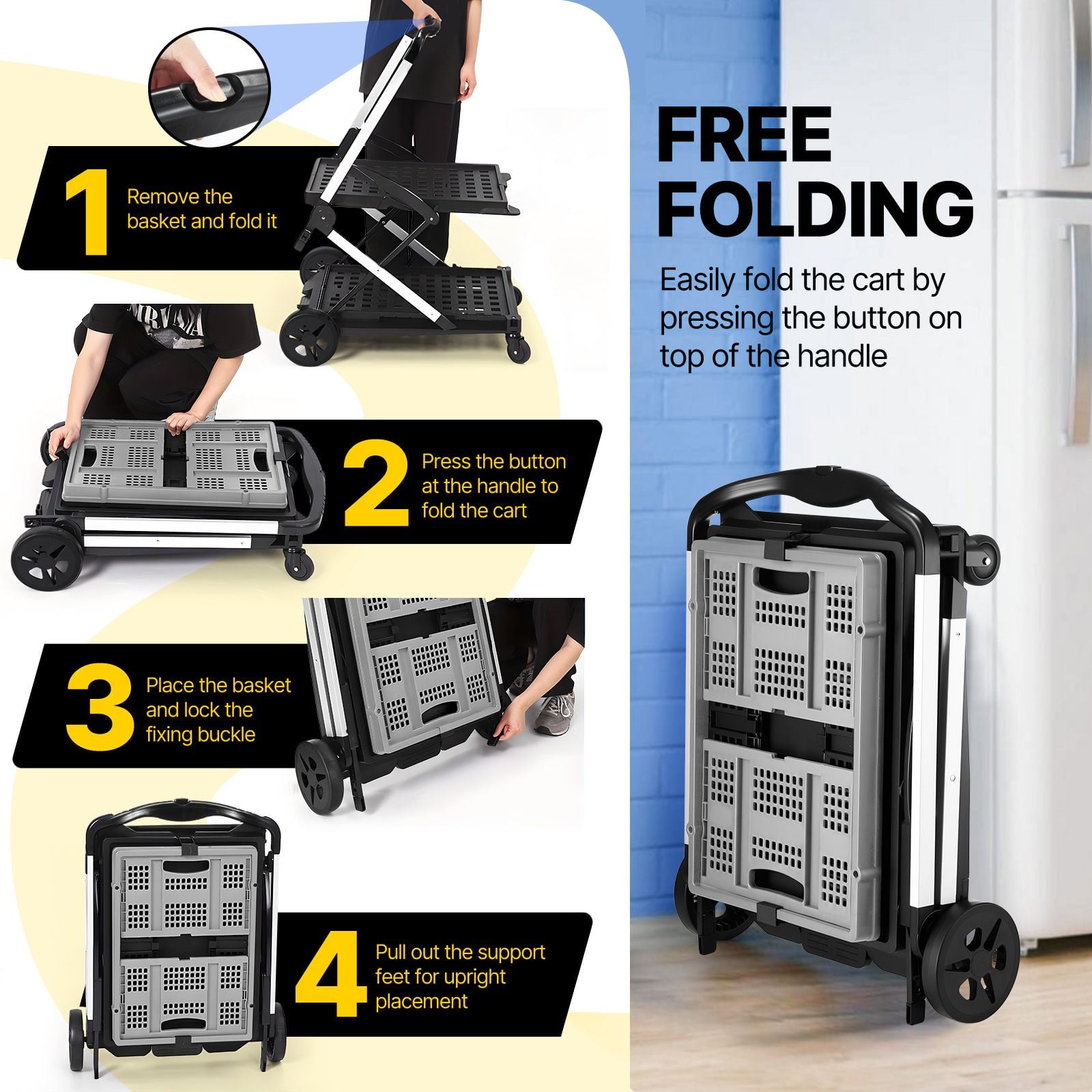 DS BD Folding Trolley Cart Push Dolly Collapsible Hand Truck Utility Shopping