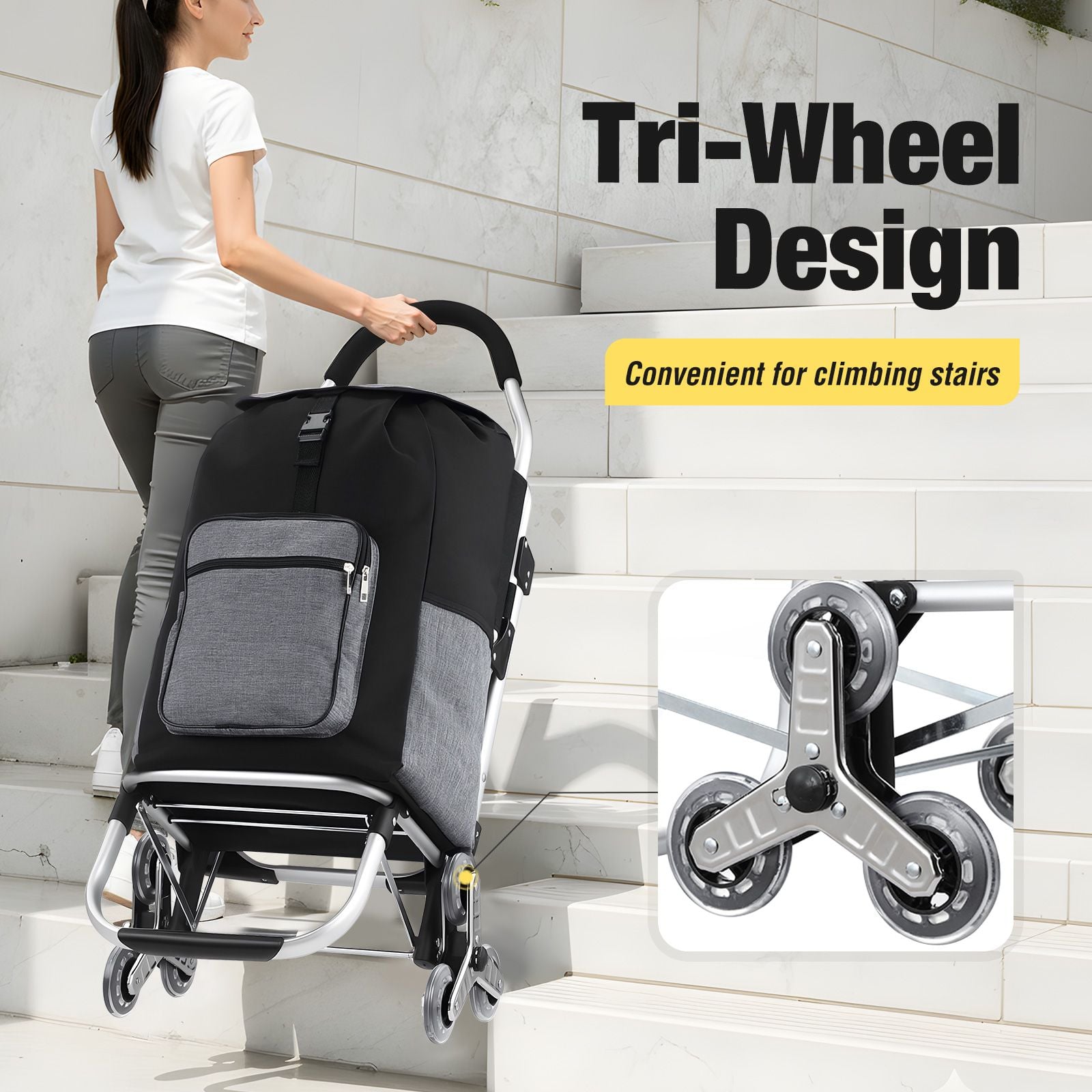 DS BD Shopping Cart Folding Trolley Dolly Grocery Bag Stair Climbing Wheels