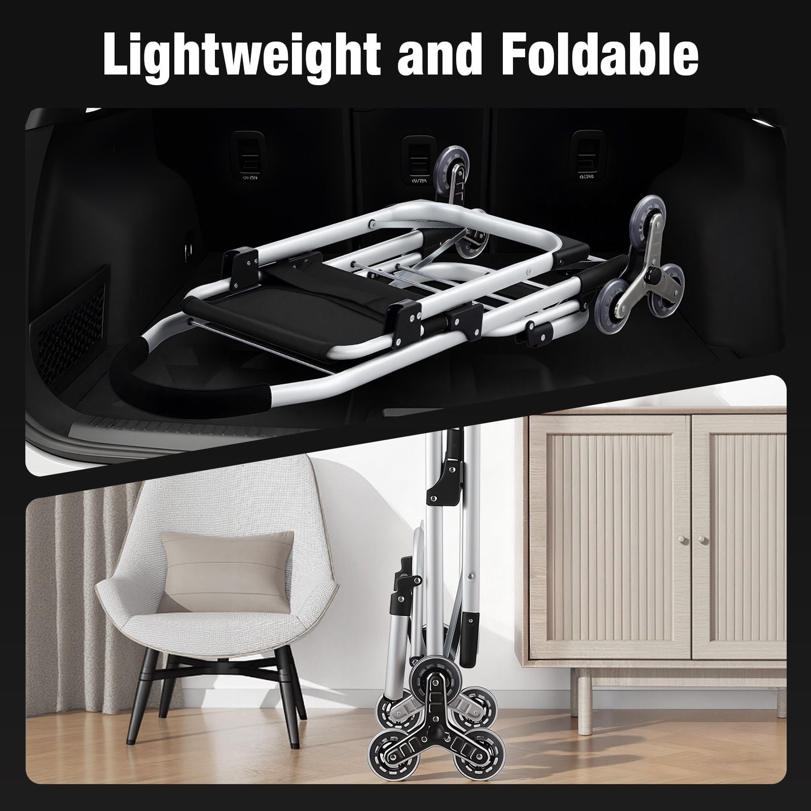 DS BD Shopping Cart Folding Trolley Dolly Grocery Bag Stair Climbing Wheels