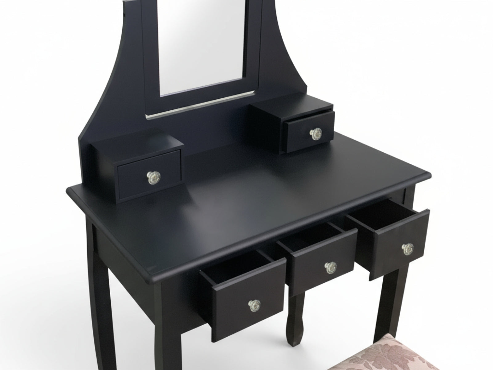 Dressing Table with Stool Black - 74.5 cm