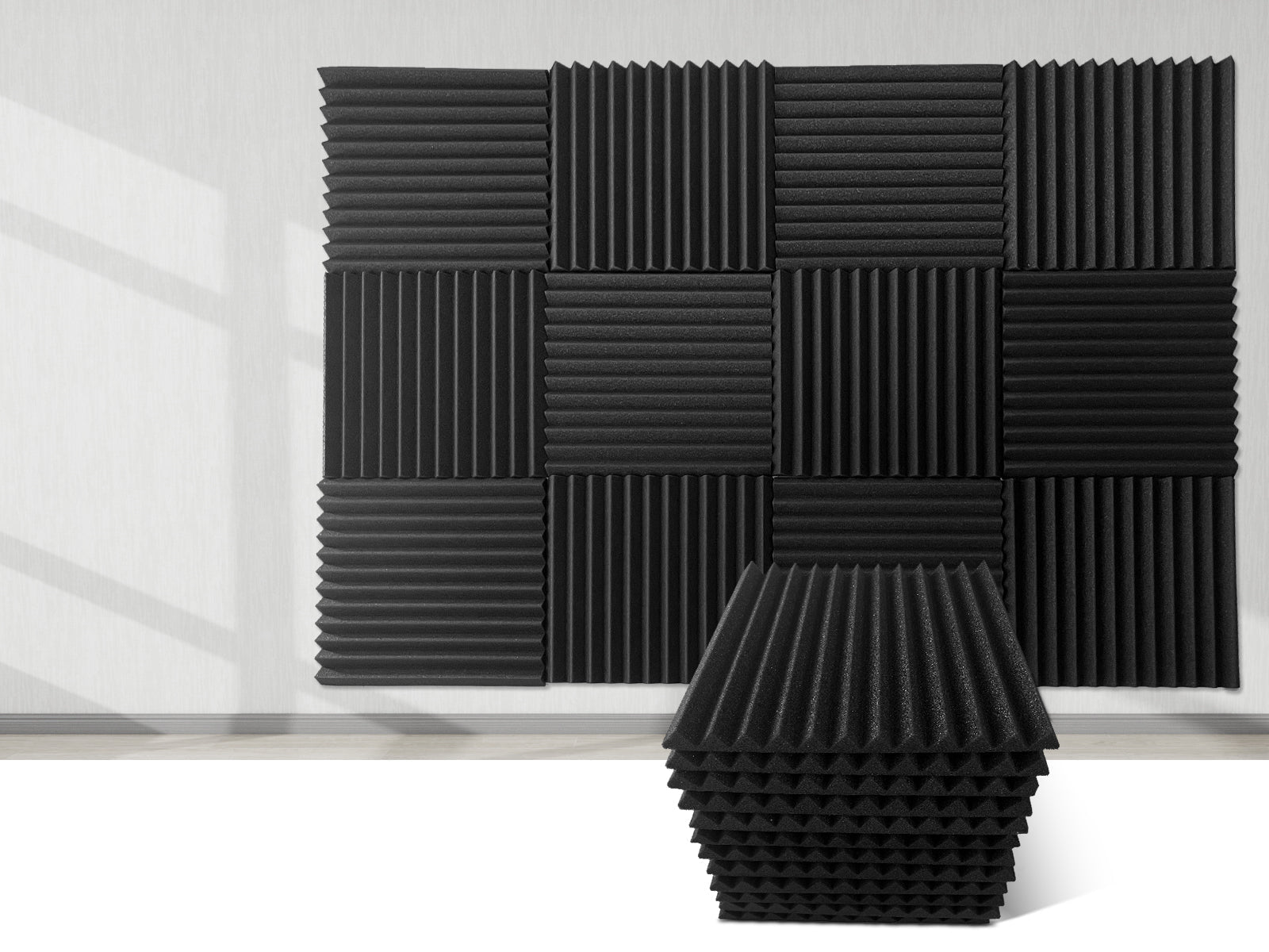 12 Teeth Wedge Acoustic Foam Panels 30 × 30cm – 12 Pack