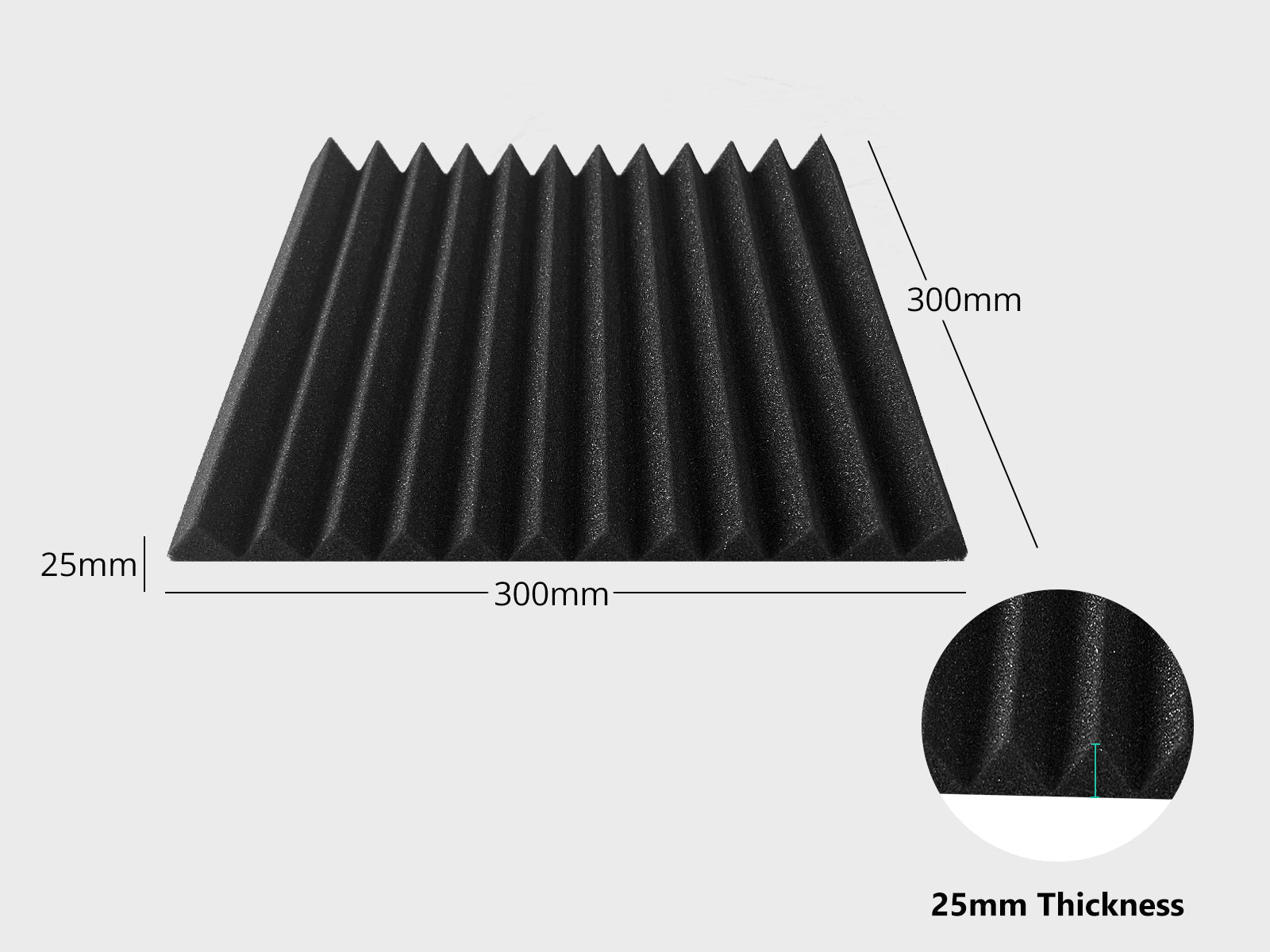 12 Teeth Wedge Acoustic Foam Panels 30 × 30cm – 12 Pack