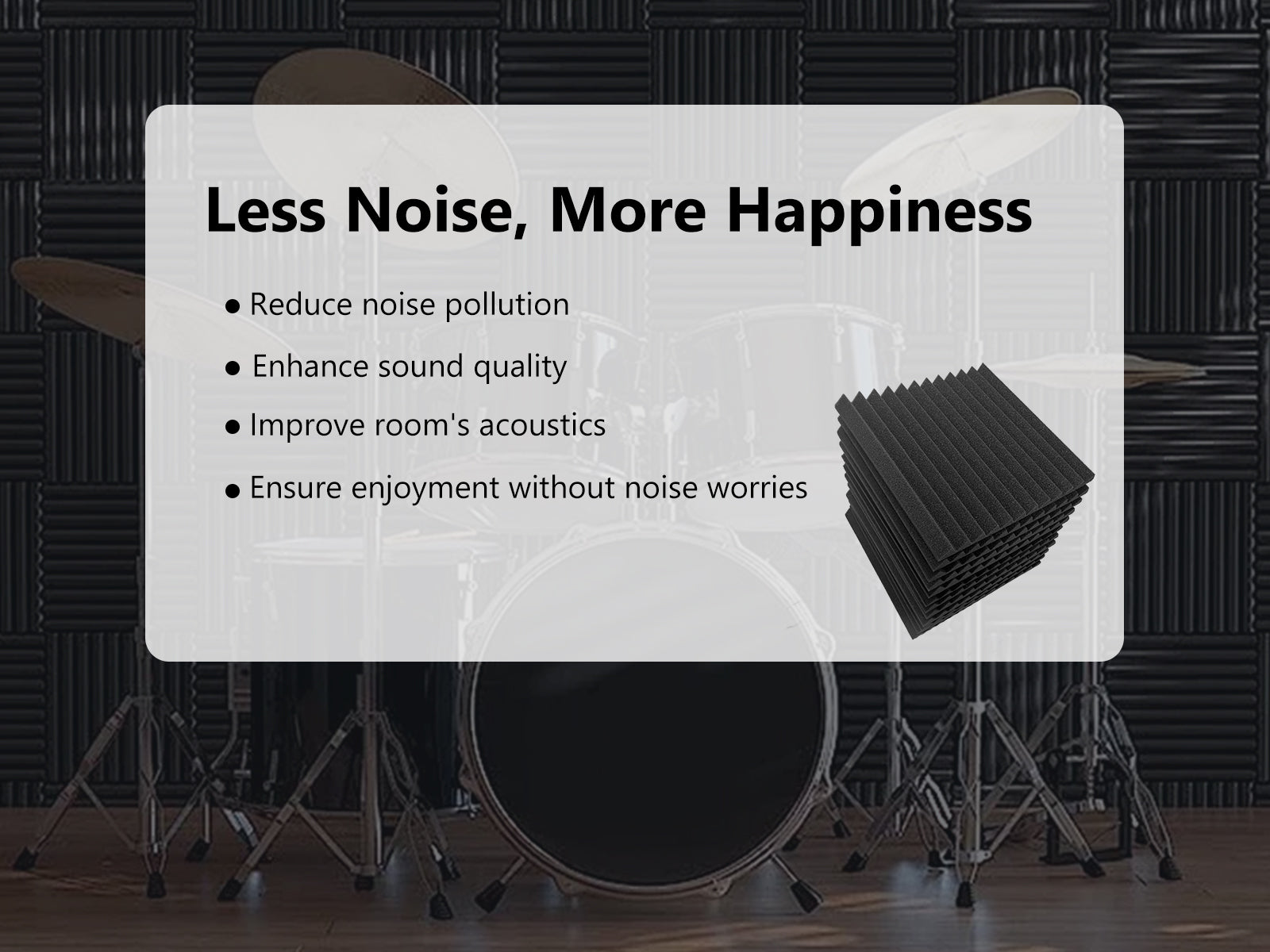 12 Teeth Wedge Acoustic Foam Panels 30 × 30cm – 12 Pack