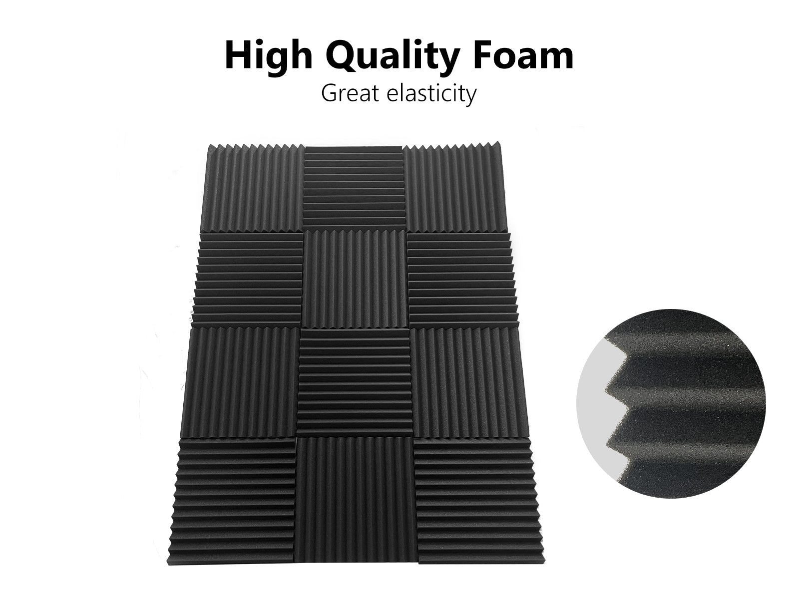 12 Teeth Wedge Acoustic Foam Panels 30 × 30cm – 12 Pack