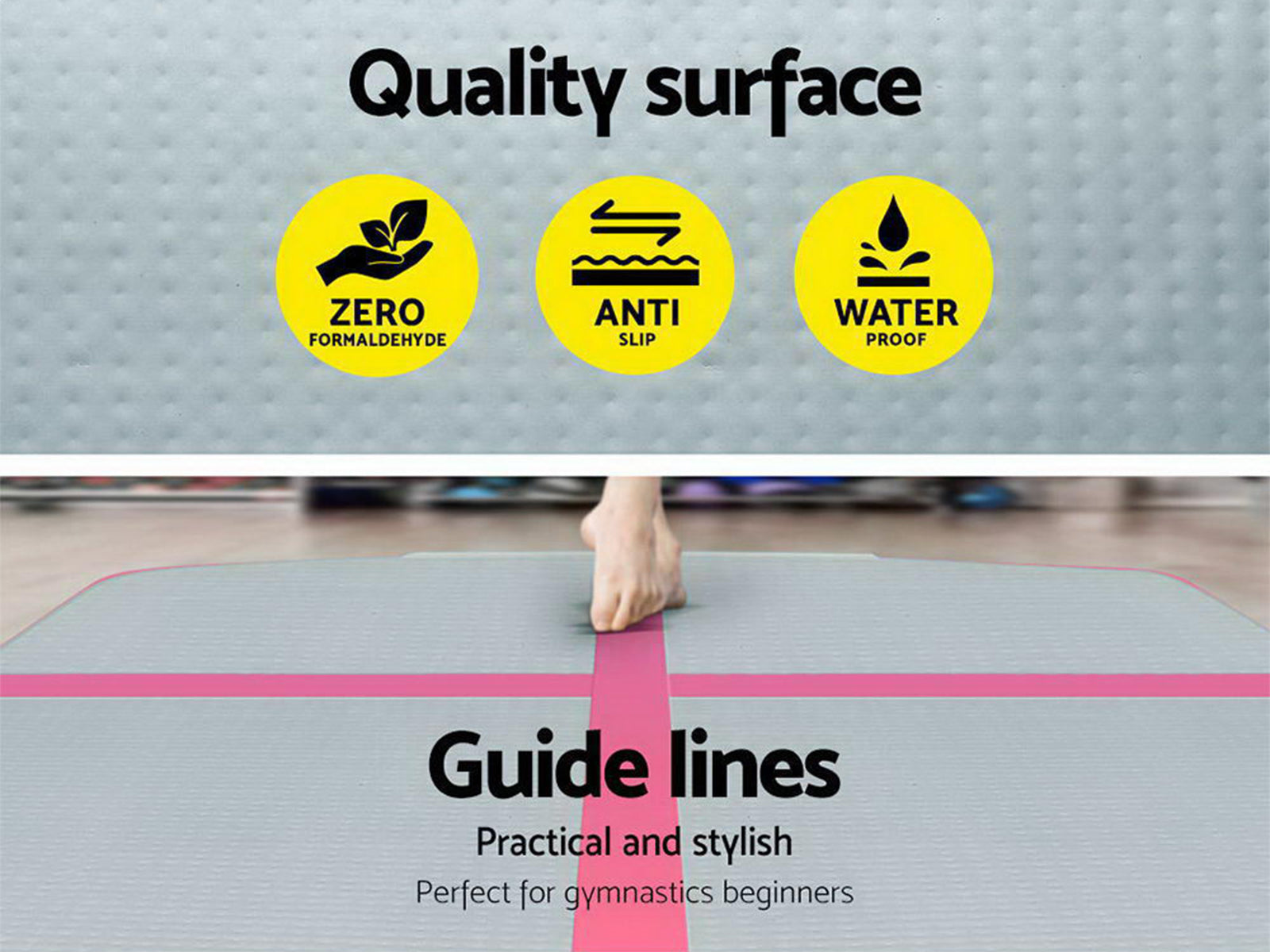 Air Track Pink & Grey – 500cm x 100cm x 20cm