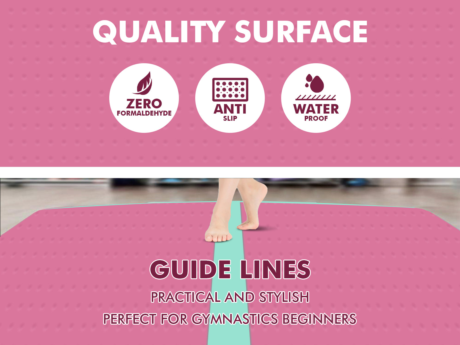 Air Track Pink & Green – 600cm x 100cm x 20cm