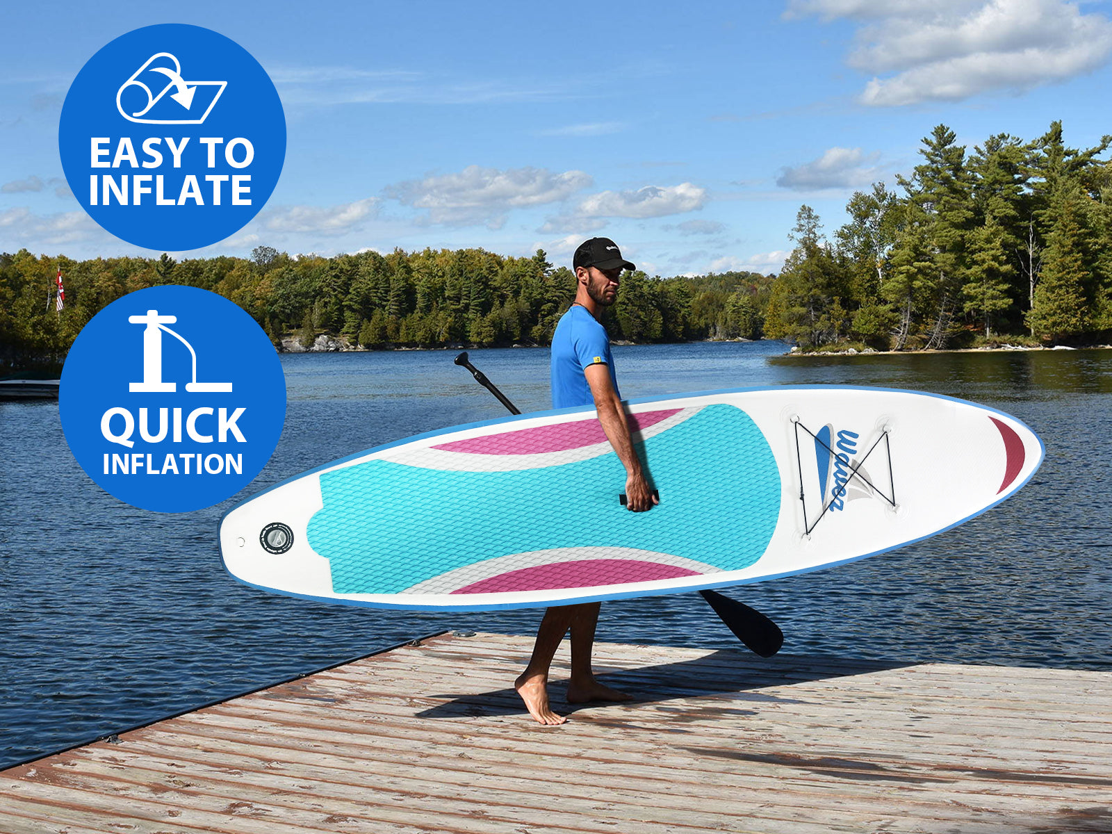 10 ft Double Layer Inflatable SUP - Blue & Pink
