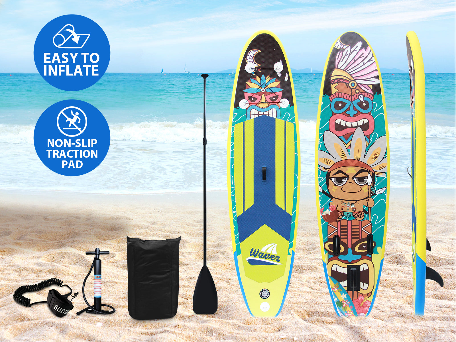10 ft Single Layer Inflatable SUP - Wild Man Cartoon