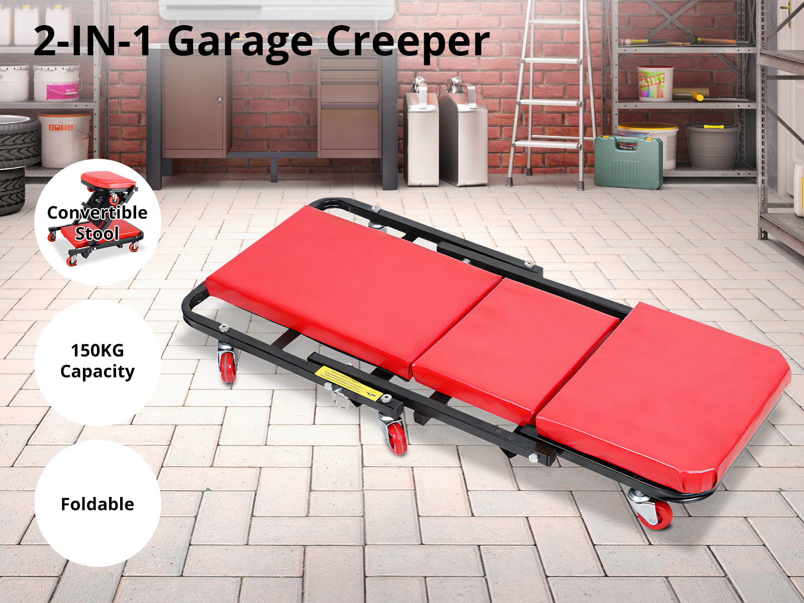 2-in-1 Folding Garage Creeper - 40 inch