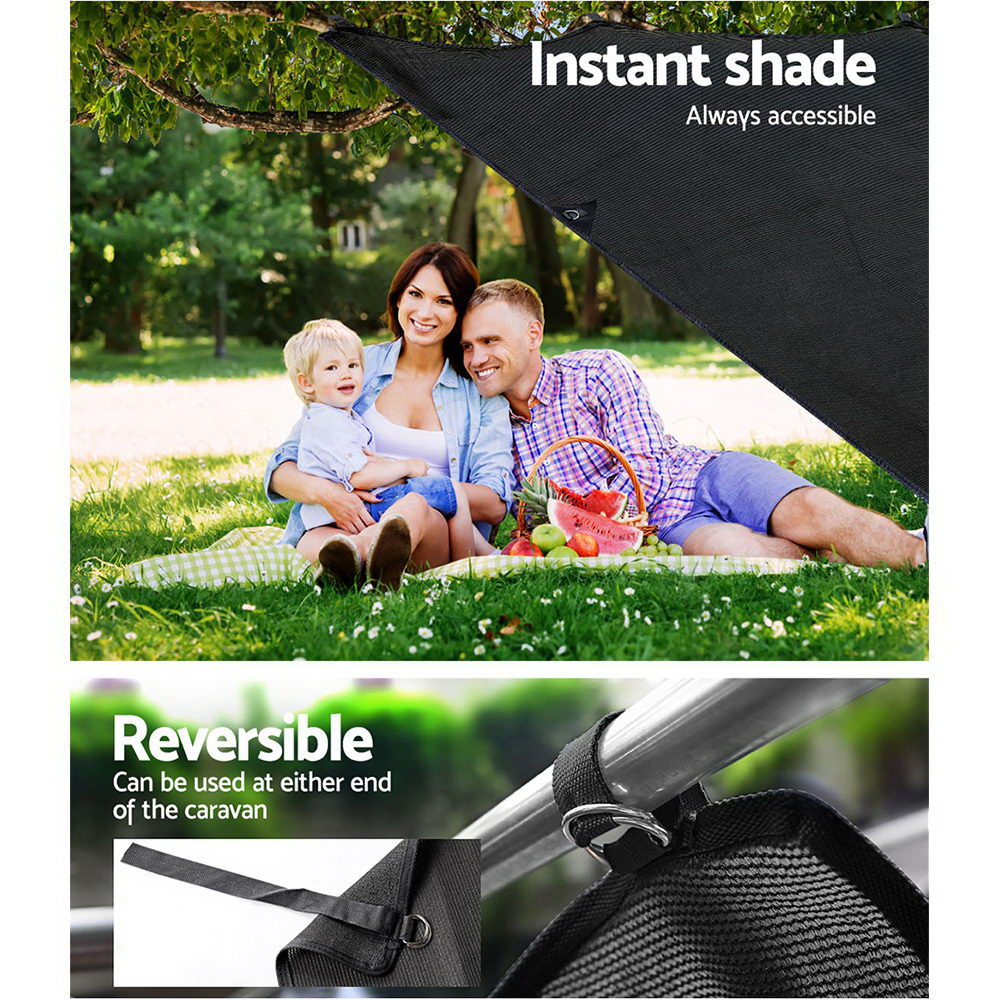 Black Caravan Privacy Screen 1.95 x 2.2M  Wall or Side Sun Shade Roll Out