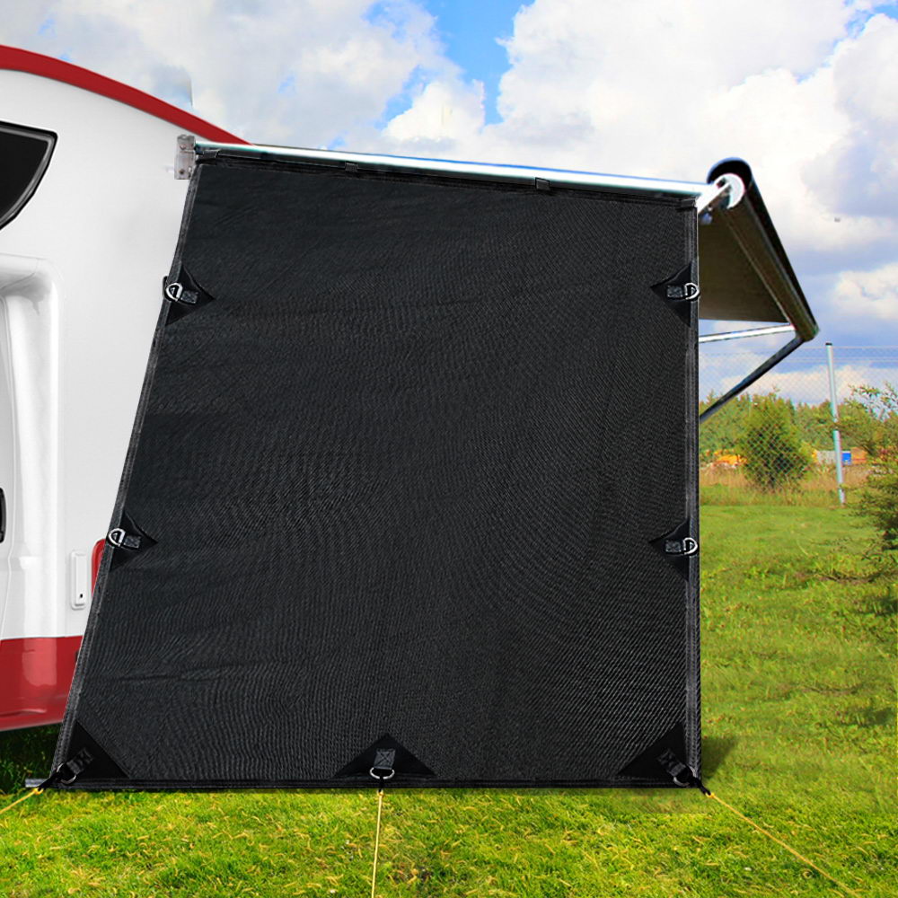 Black Caravan Privacy Screen 1.95 x 2.2M  Wall or Side Sun Shade Roll Out