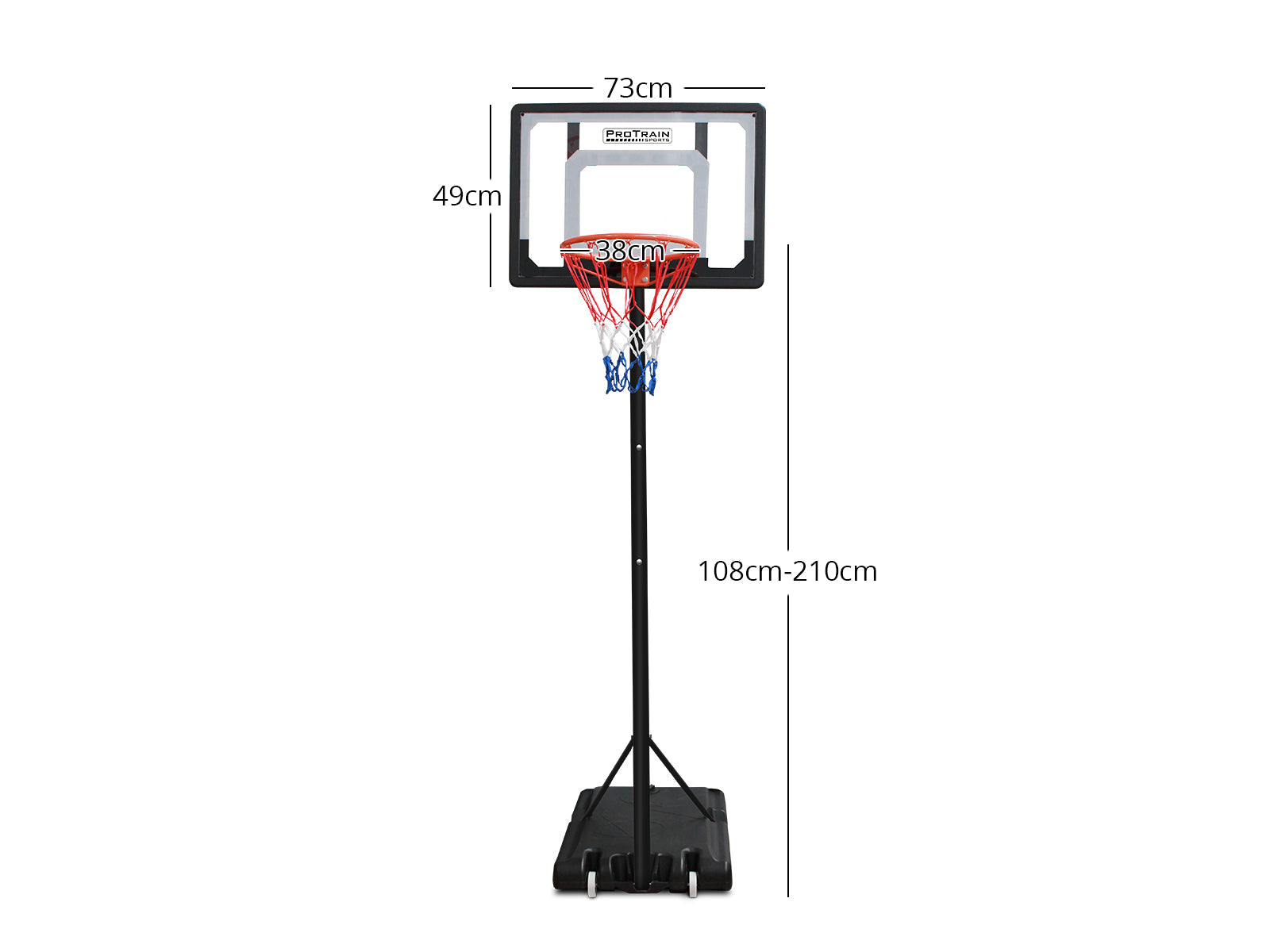 Adjustable Portable Basketball Stand Hoop - 2.1 m