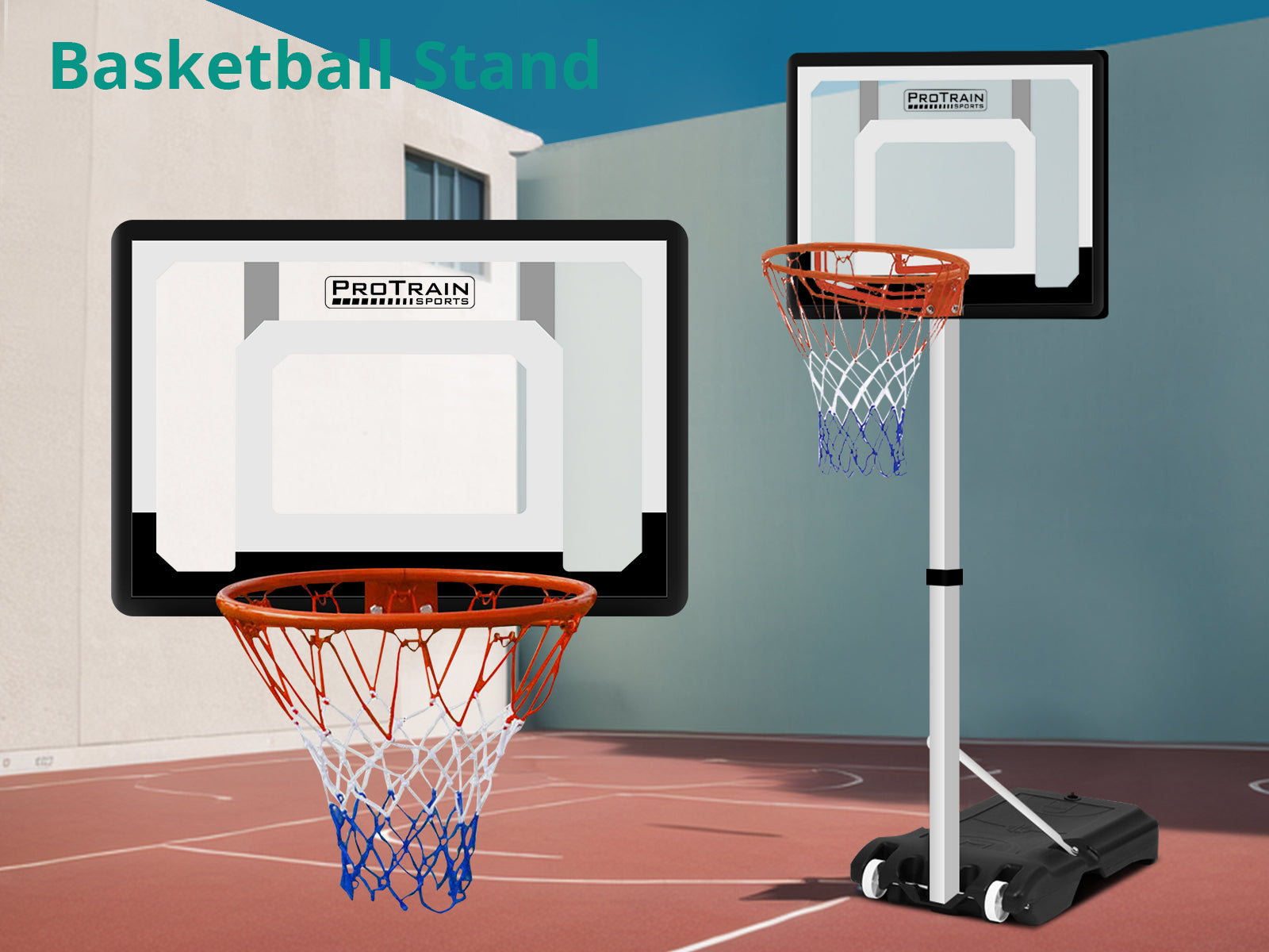 Adjustable Portable Basketball Stand Hoop - 2.61 m