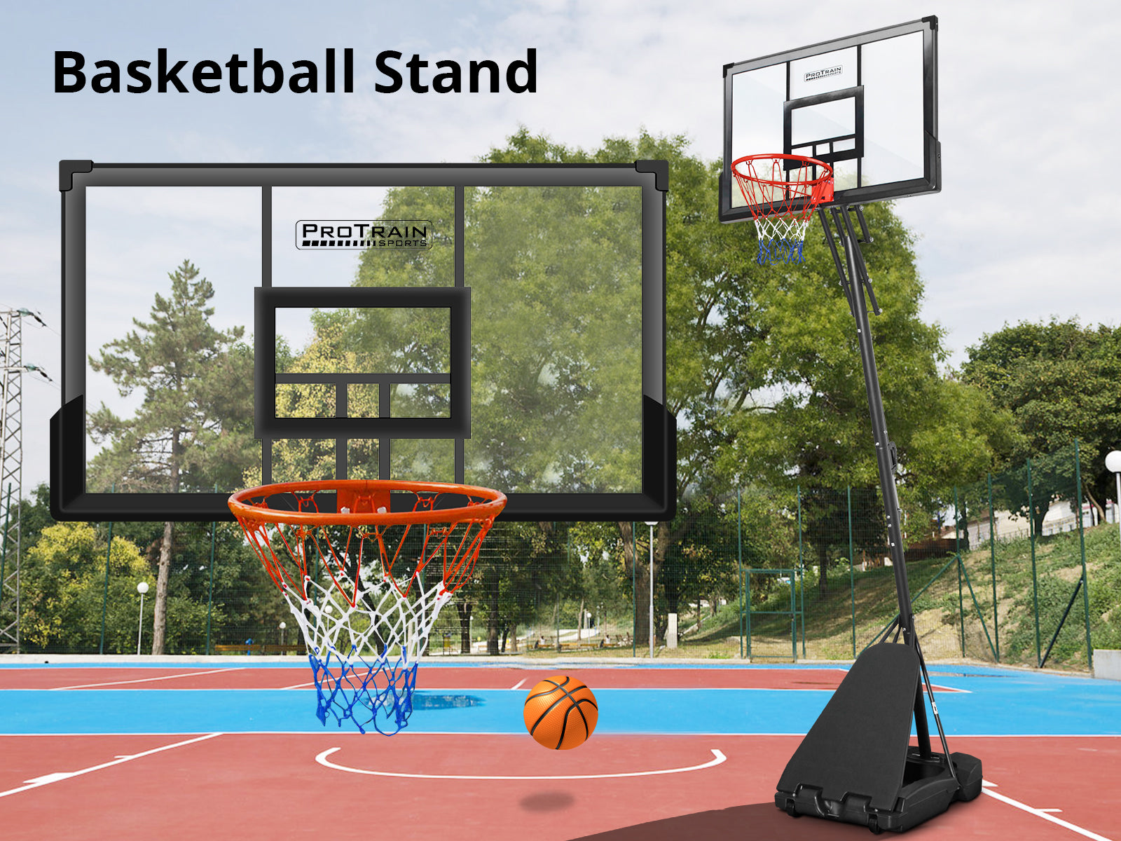 Adjustable Portable Basketball Stand Hoop - 3.05 m