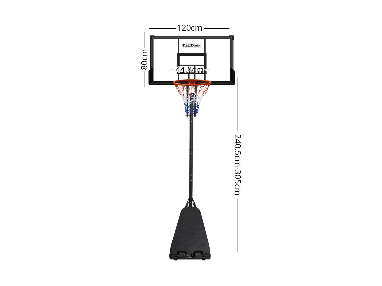 Adjustable Portable Basketball Stand Hoop - 3.05 m