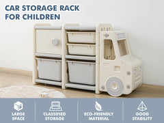 Car Shape Kids Toy Storage Shelf 2x2 - White