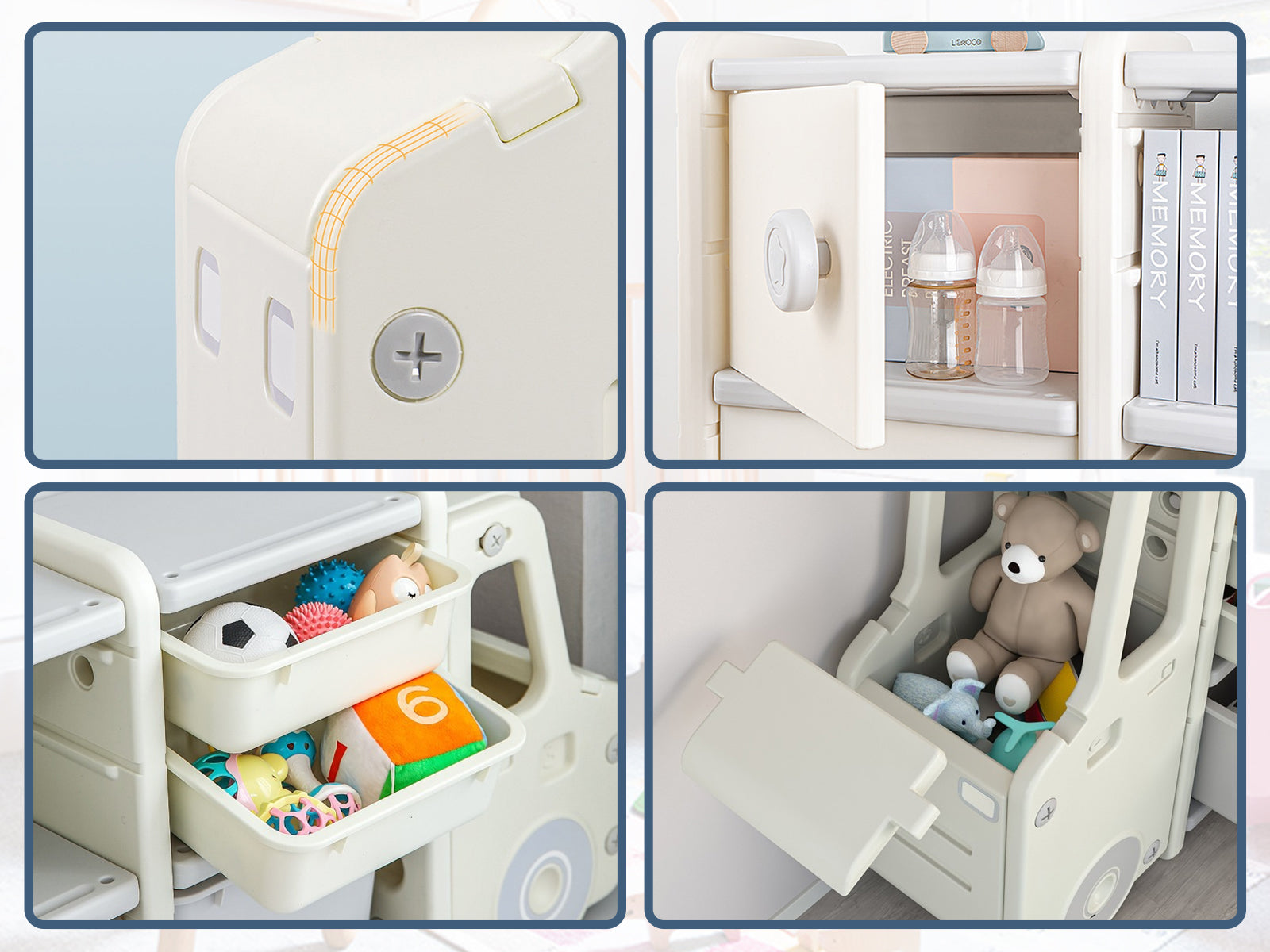 Car Shape Kids Toy Storage Shelf 2x2 - White
