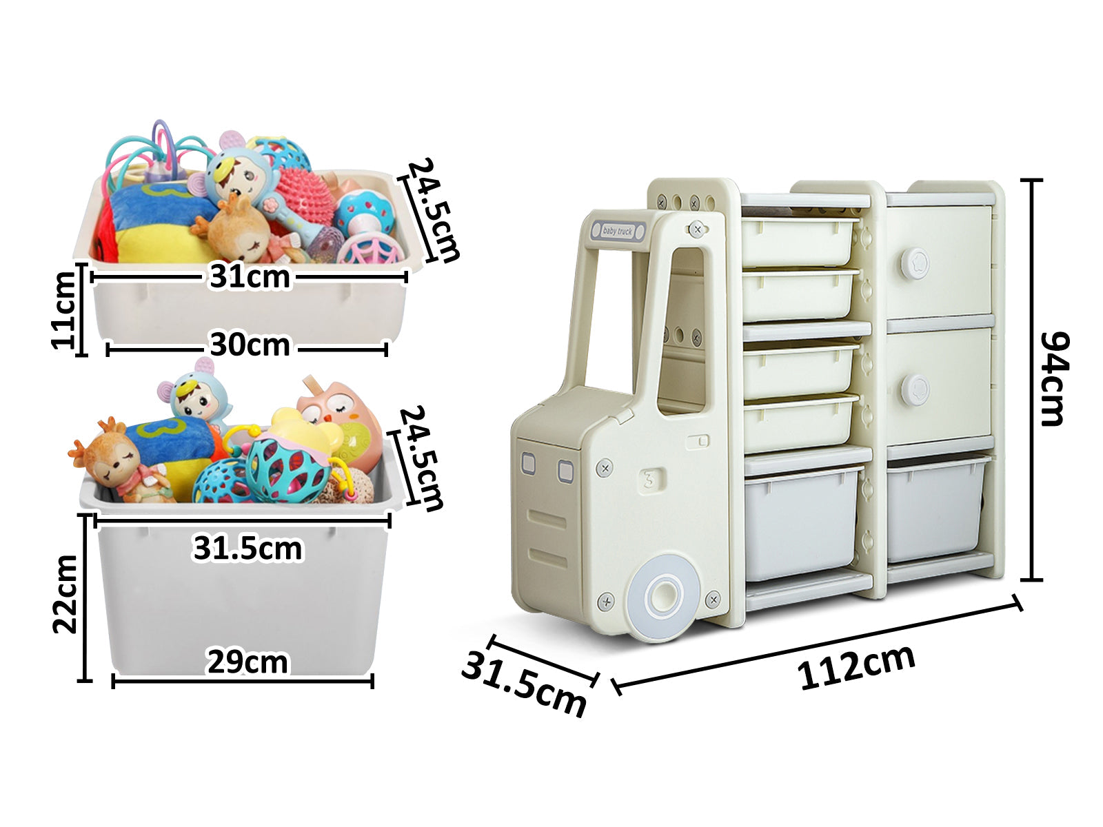 Car Shape Kids Toy Storage Shelf 2x3 - White