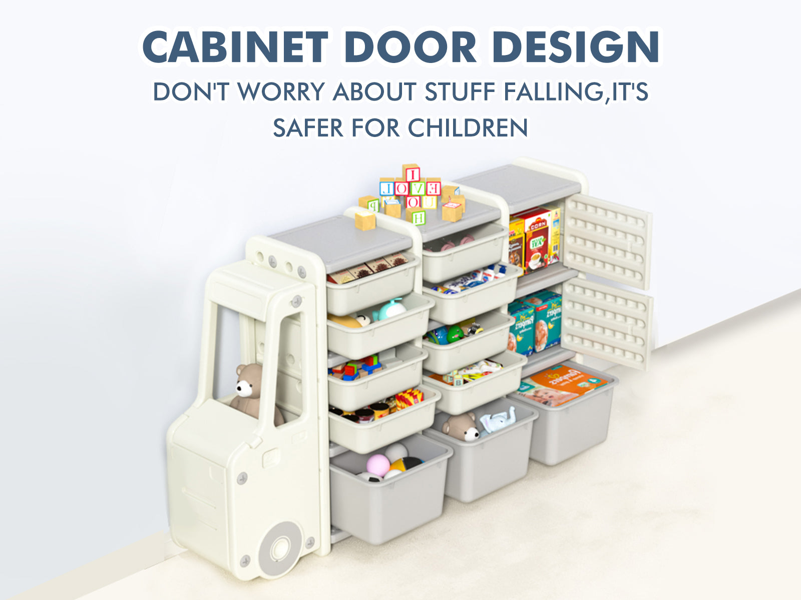 Car Shape Kids Toy Storage Shelf 2x3 - White