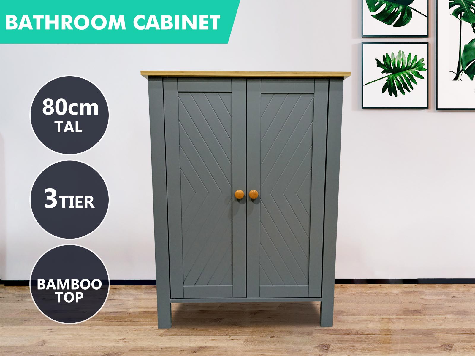 Bathroom/Kitchen Storage Cabinet - Grey
