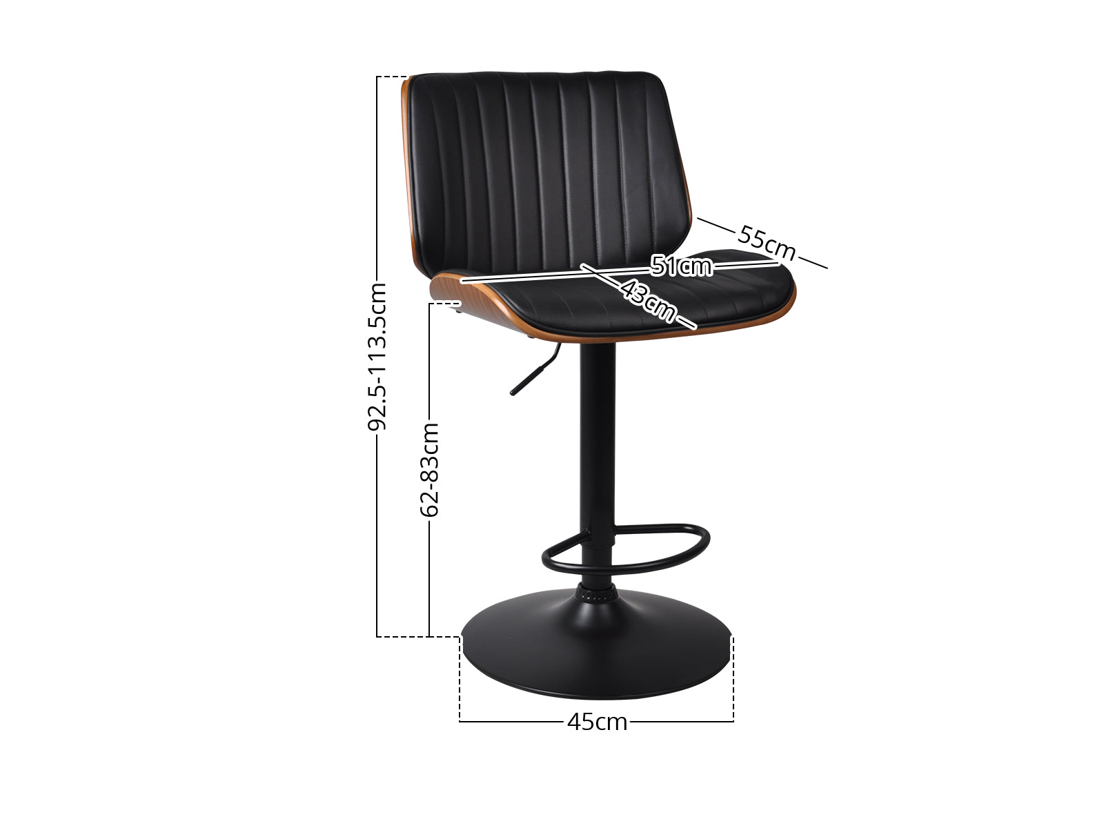DS Barcelona Mid-Back Adjustable Bar Stool