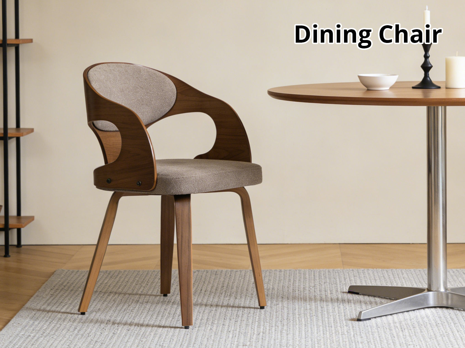 Dining Chair Bentwood Fabric Brown Color