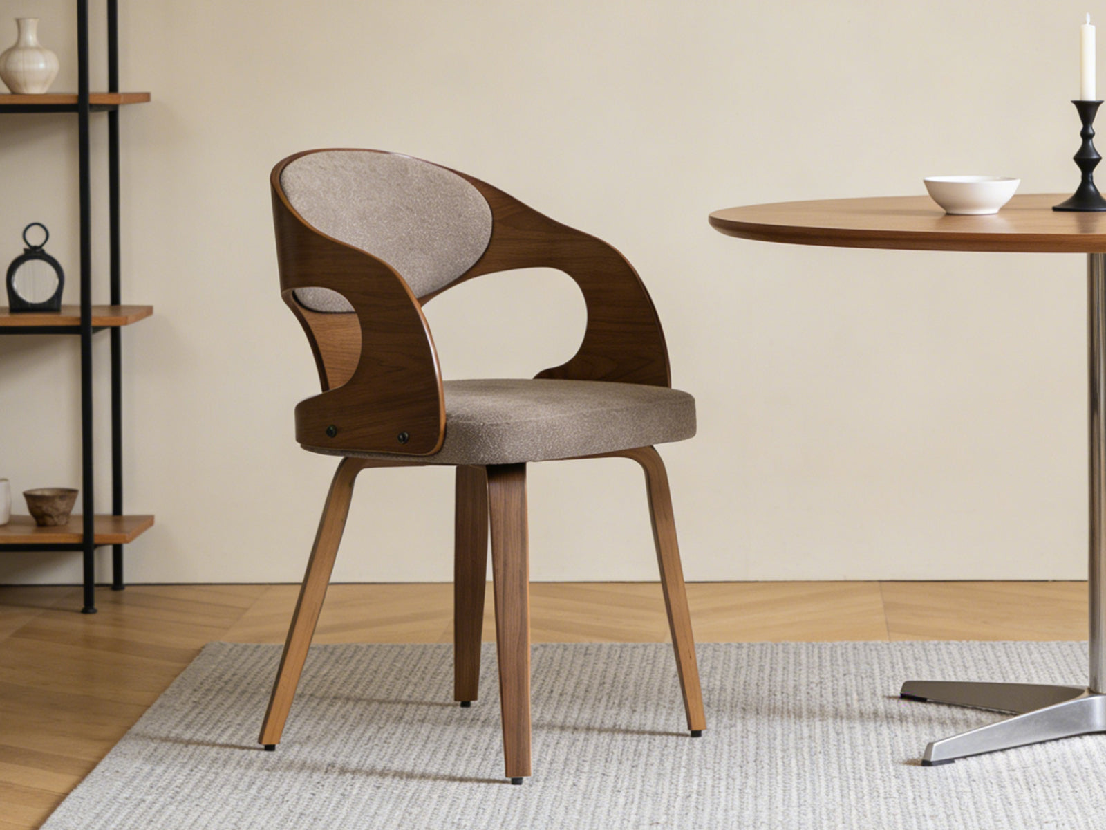 Dining Chair Bentwood Fabric Brown Color