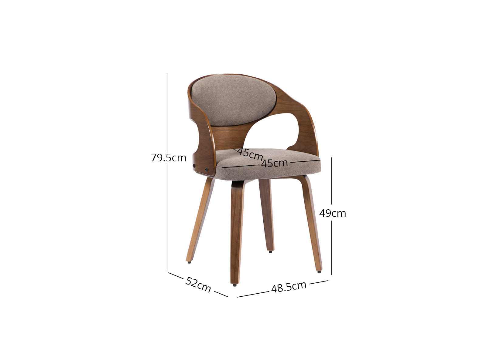 Dining Chair Bentwood Fabric Brown Color