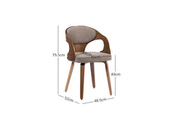 Dining Chair Bentwood Fabric Brown Color