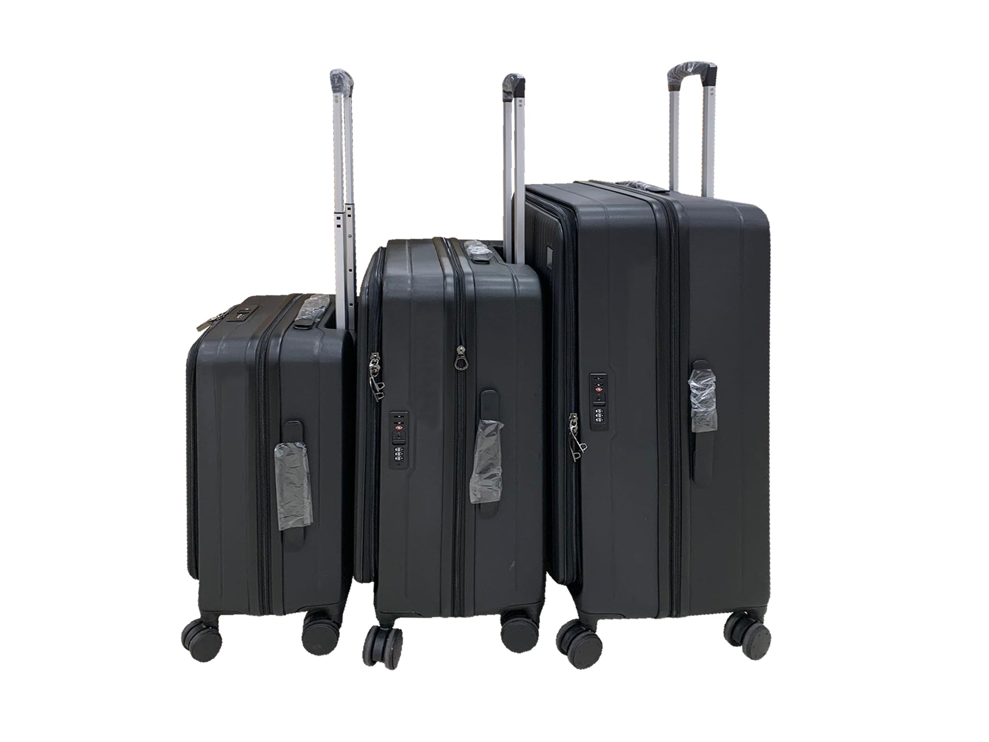 3-Piece Front Open Luggage Set – Black