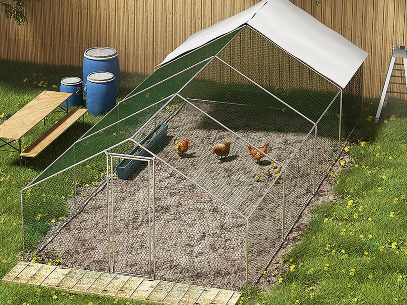 25mm Steel Chicken Coop - 3m x 8m x 2m