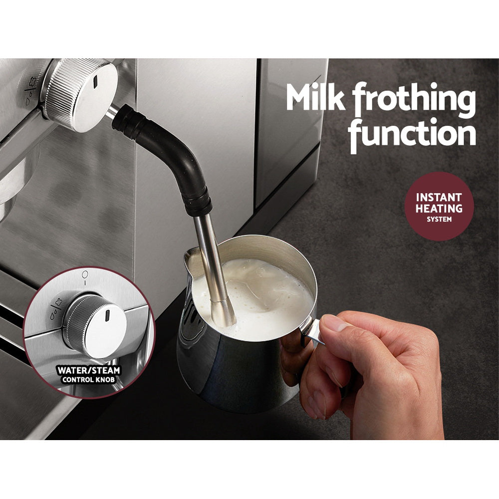 Devanti Coffee Machine Espresso Maker 20 Bar Milk  Cappuccino Latte Cafe
