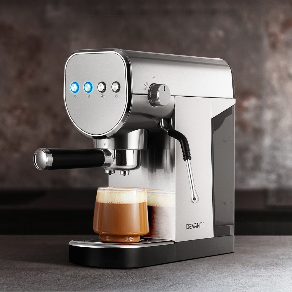 Devanti Coffee Machine Espresso Maker 20 Bar Milk  Cappuccino Latte Cafe