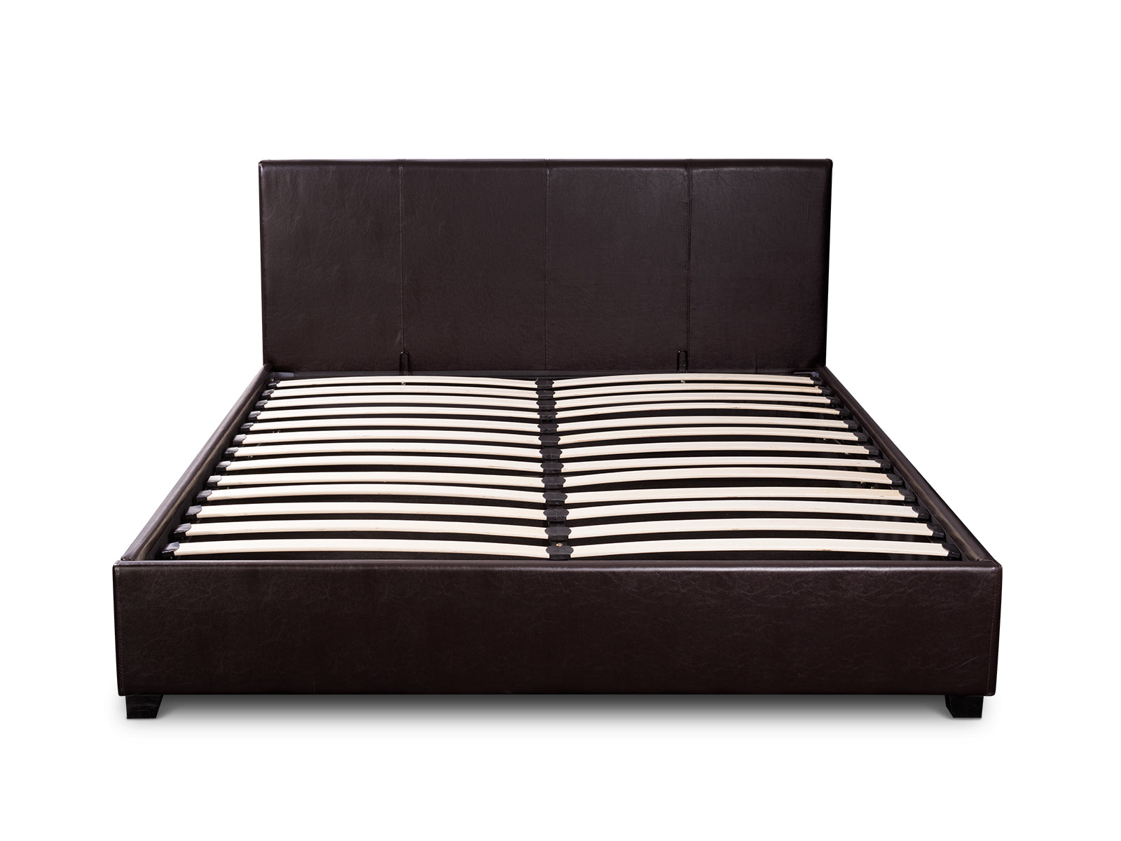 Bass Storage Bed Frame PU Dark Brown & K34 Mattress  - Double