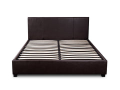 Bass Storage Bed Frame PU Dark Brown & K34 Mattress  - Double