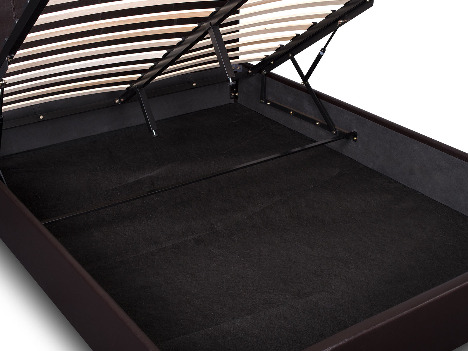 Bass Storage Bed Frame PU Dark Brown & K34 Mattress  - Double