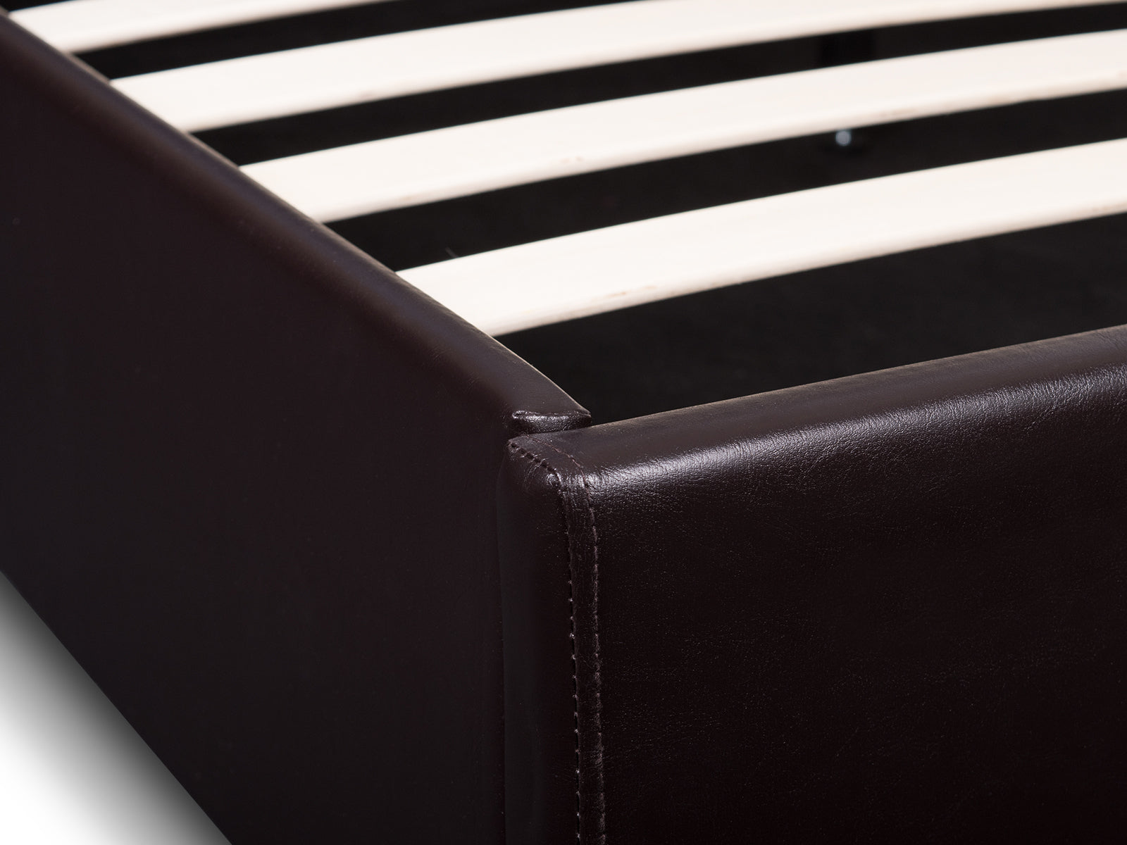Bass Storage Bed Frame PU Dark Brown & K34 Mattress  - Double