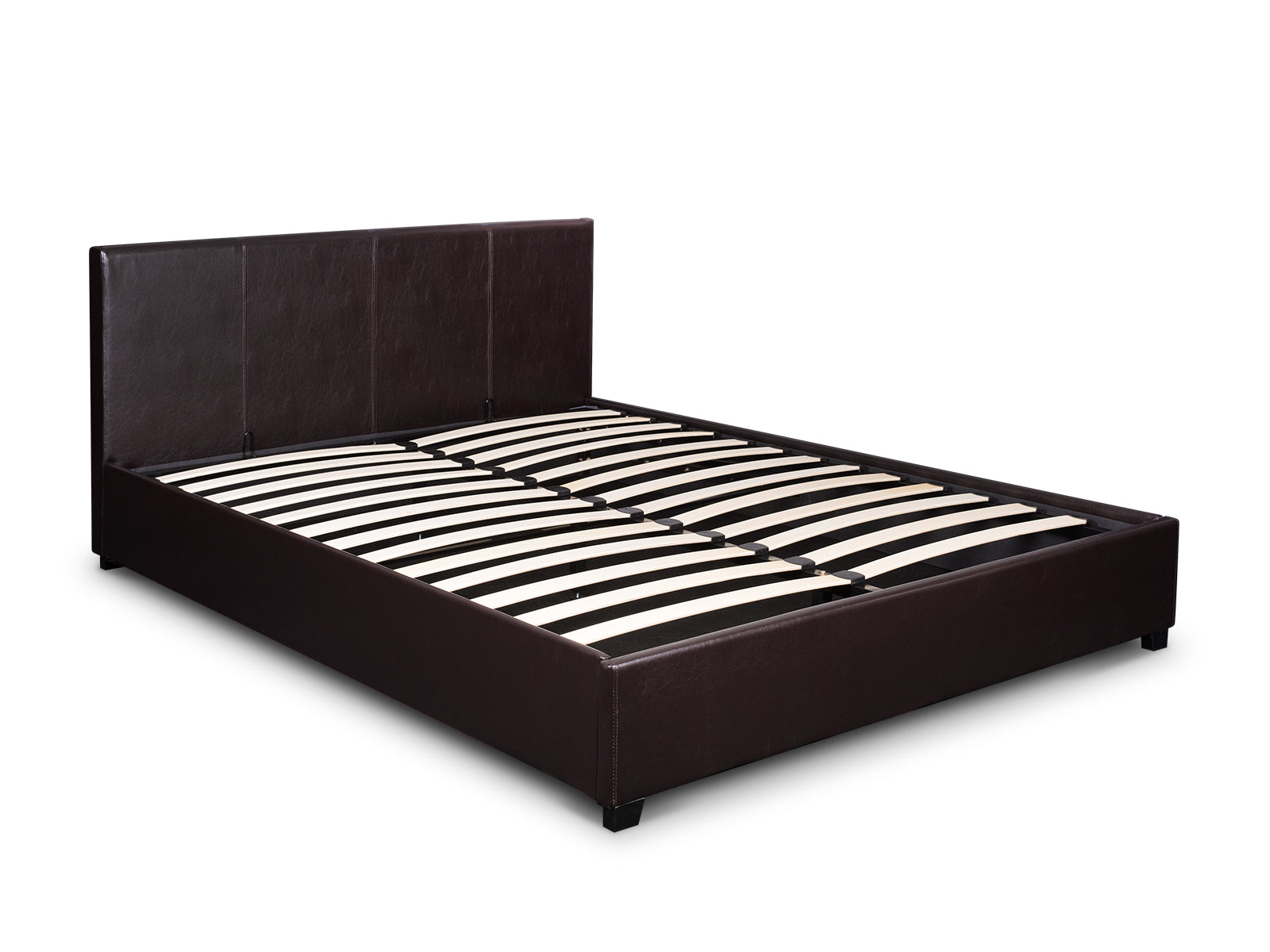 Bass Storage Bed Frame PU Dark Brown & K34 Mattress  - Double