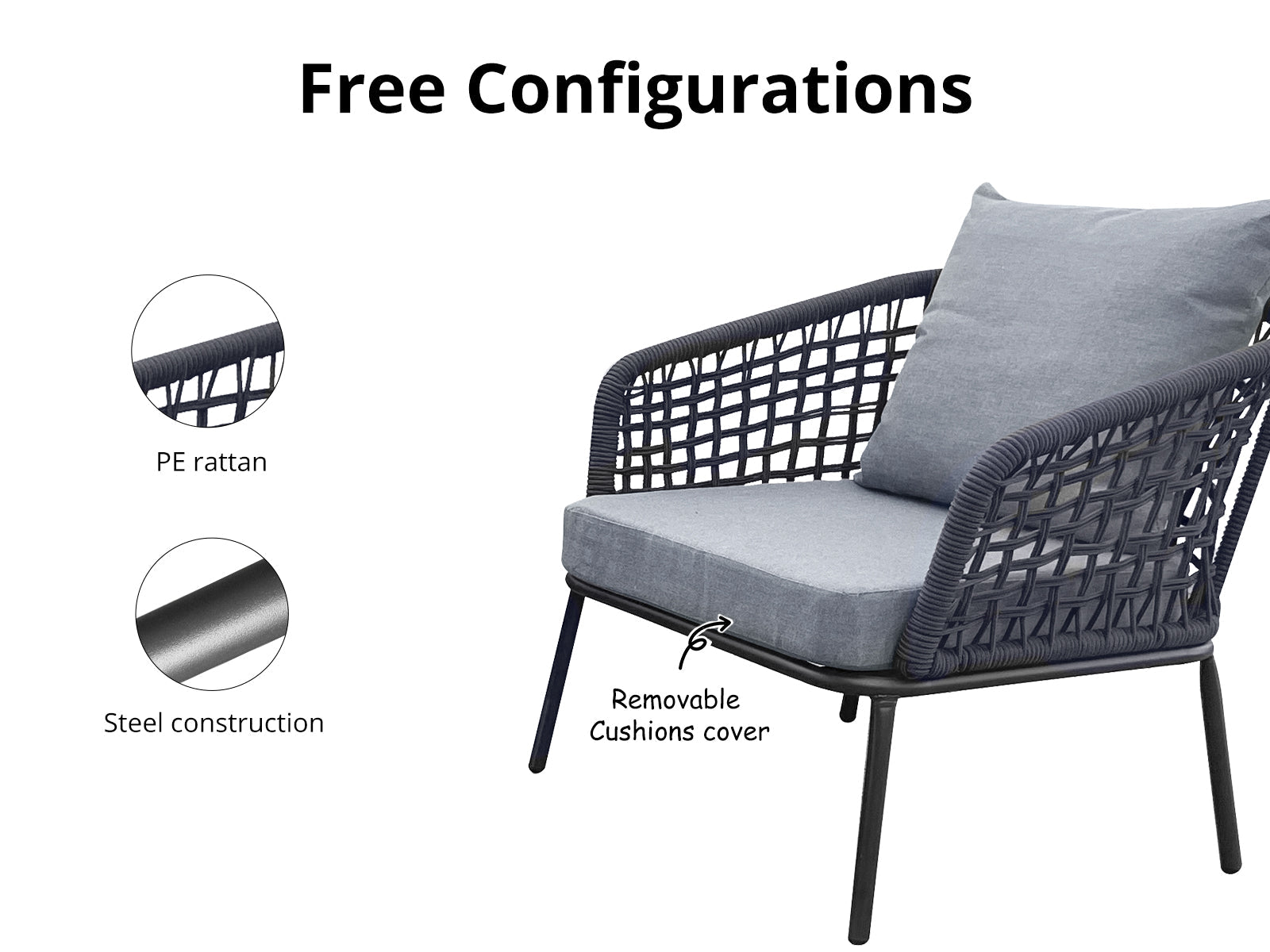 4-Piece Outdoor Sofa Set - Grey
