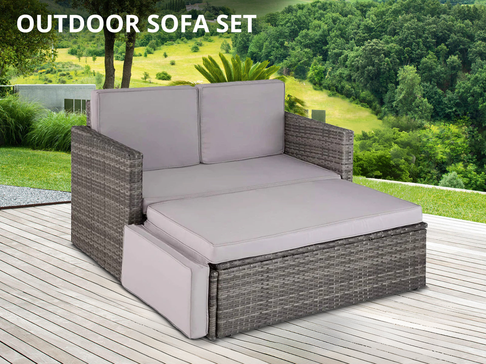 2-Piece Outdoor Sofa Set - Grey